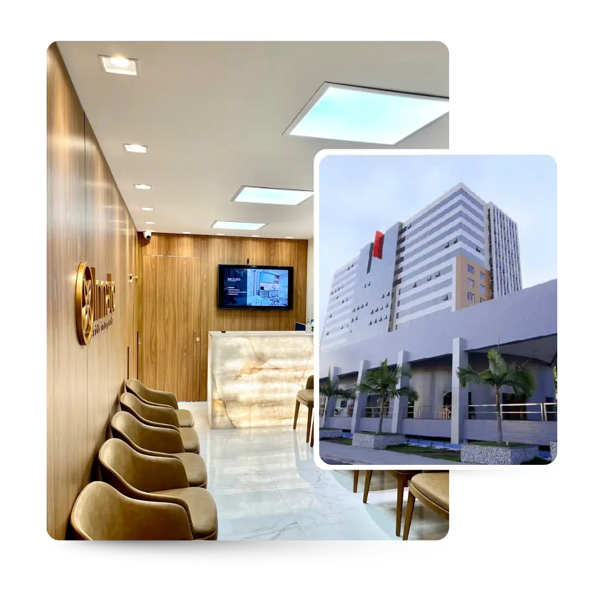 Recepção da Innate Saúde Integrada e edifício Norcon Empresarial em Maceió